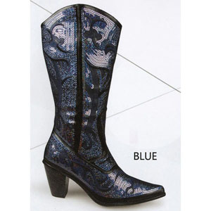 Helens Heart Womens LB-0290-12 Black/Blue Sequin Boots Casual Shoes