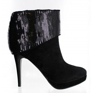 Helens Heart Womens LB-9198-11C Black Sequin Boots Prom and Evening Shoes