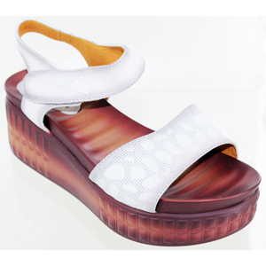 Helens Heart Womens cfw-l14 White Leather Sandals Casual Shoes