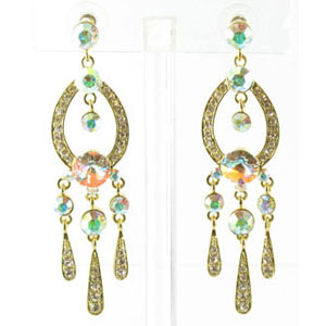 Jewelry by HH Womens JE-X001913 gold/clear Beaded Earrings Jewelry