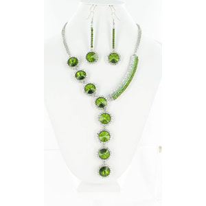 Jewelry by HH Womens NS-H003146 green Beaded Necklaces Jewelry