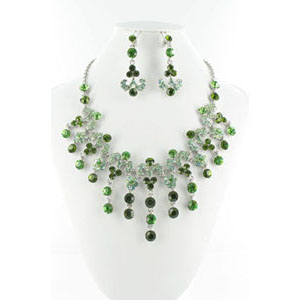 Jewelry by HH Womens NS-H005085 green Beaded   Necklaces Jewelry