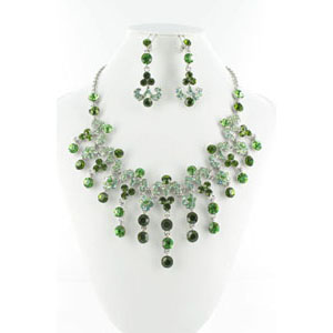 Jewelry by HH Womens NS-H005085 green Beaded Necklaces Jewelry