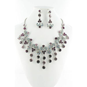 Jewelry by HH Womens NS-H005085 purple Beaded Necklaces Jewelry
