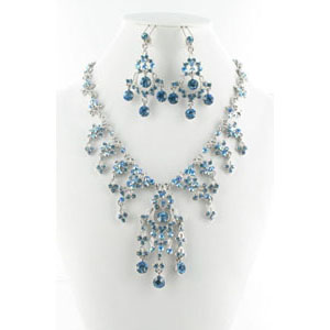 Jewelry by HH Womens NS-H1959 blue Beaded Necklaces Jewelry
