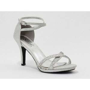 Sizzle Womens LOURDES SILVER Glitter Sandals Prom and Evening Shoes