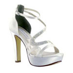 Touch Ups Womens Fancy White Satin Platforms Prom and Evening Shoes