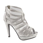 Touch Ups Womens Blake Silver Satin Platforms Prom and Evening Shoes