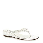 Touch Ups Womens Jinni White Beaded Thong Prom and Evening Shoes