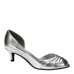 Touch Ups Womens Abby Silver Satin Peep/Open Toe Prom and Evening Shoes