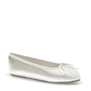 white satin flower girl shoes