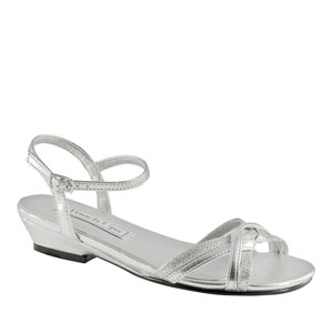 Touch Ups Girls Melanie Jr. Silver Glitter Sandals Wedding Shoes