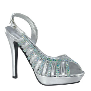 Touch Ups Womens Theresa Silver Beaded Sandals Prom and Evening Shoes