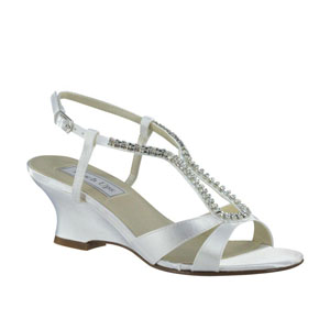 Touch Ups Womens Bernie White Satin Sandals Wedding Shoes