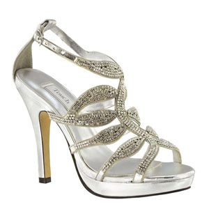 Touch Ups Womens Fire Silver Beaded Sandals Prom and Evening Shoes