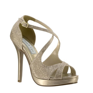Touch Ups Womens Dana Champagne Metalllic Platforms Prom and Evening Shoes