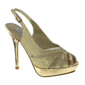 Touch Ups Womens Virginia Gold Glitter Platforms Prom and Evening Shoes