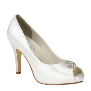 Touch Ups Womens Joyce White Satin Peep/Open Toe Wedding Shoes