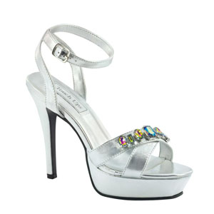 Touch Ups Womens Dale Silver Metalllic Platforms Prom and Evening Shoes