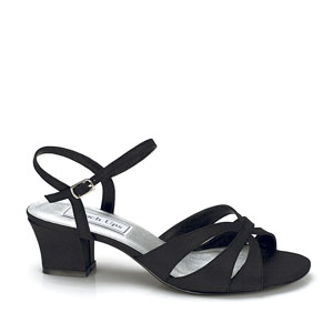 Touch Ups Womens Monaco Black Satin Sandals Prom and Evening Shoes