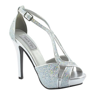 Touch Ups Womens Tiara Silver Glitter Pumps Prom and Evening Shoes