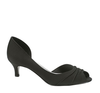Touch Ups Womens Abby-Black Black Satin Peep/Open Toe Prom and Evening Shoes