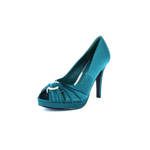Wild Diva Womens ERIN-115 TealSatin Synthetic Peep/Open Toe Prom and Evening Shoes
